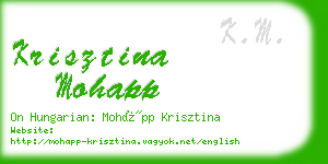 krisztina mohapp business card